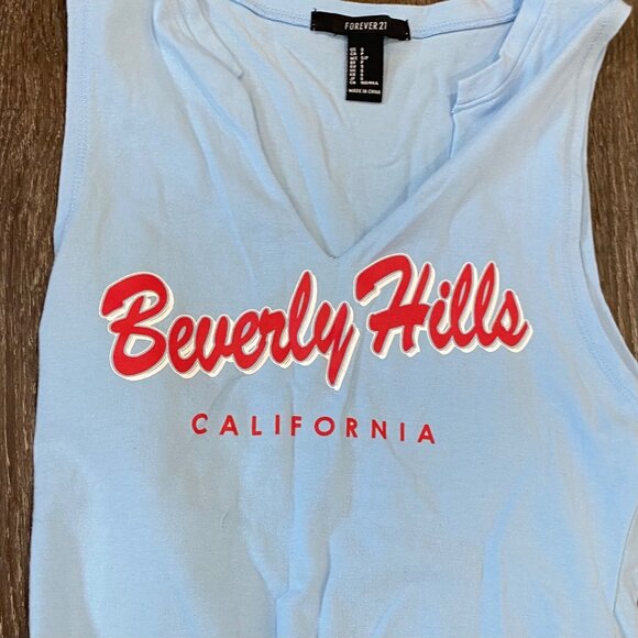 Beverly Hills California Light Blue Sleeveless Bodysuit With Snap Closure By For - Picture 2 of 5